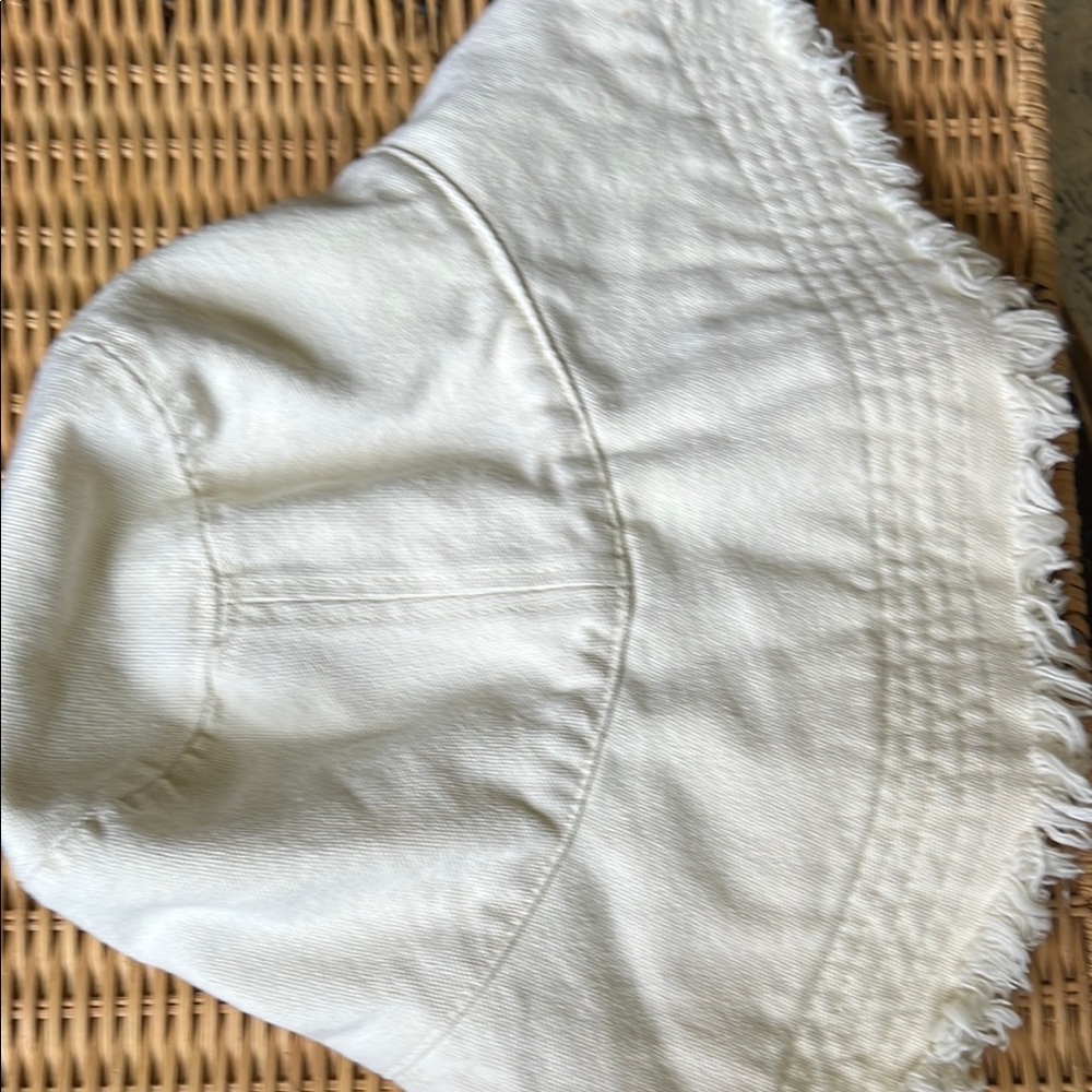 White Frayed  Anthropology Bucket Hat